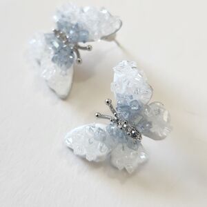 Crystal Butterfly Earrings in Silver